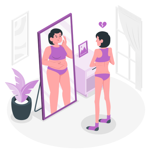 Illustration representing body dysmorphia and self-image distortion